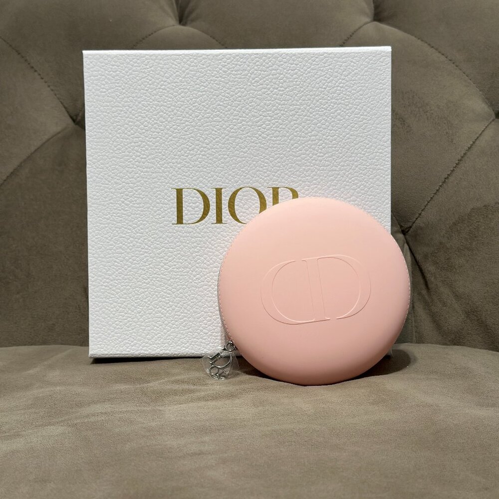 New 2025 Dior Pink Limited Edition Round Cosmetic Bag Silicone Pouch